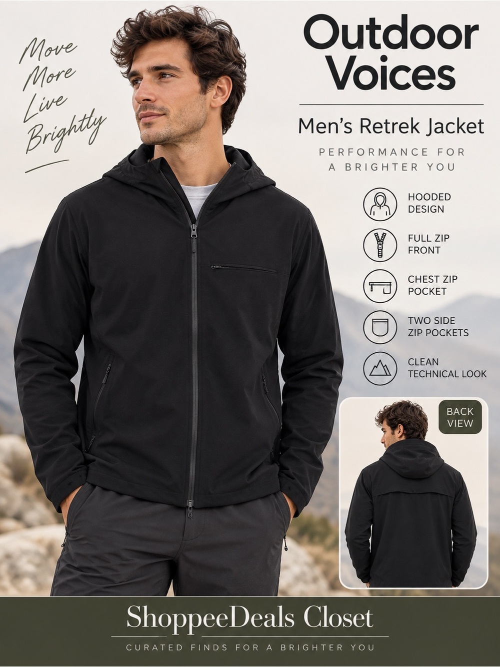Outdoor Voices Men’s Retrek Jacket Black